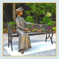 Statue en bronze grandeur nature sur mesure pour enfants filles jouant au jardin