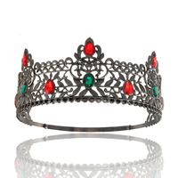 Couronne réglable de style baroque pour homme, en strass et cristal, de luxe, écologique, pour fête, danse, Thanksgiving, thème Roi et Reine