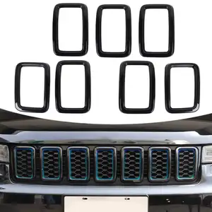 MUSUHA For Jeep Grand Cherokee 17+ Black Car Front Grill Ring Inserts Accessories Grill Insert Trim Ring fit