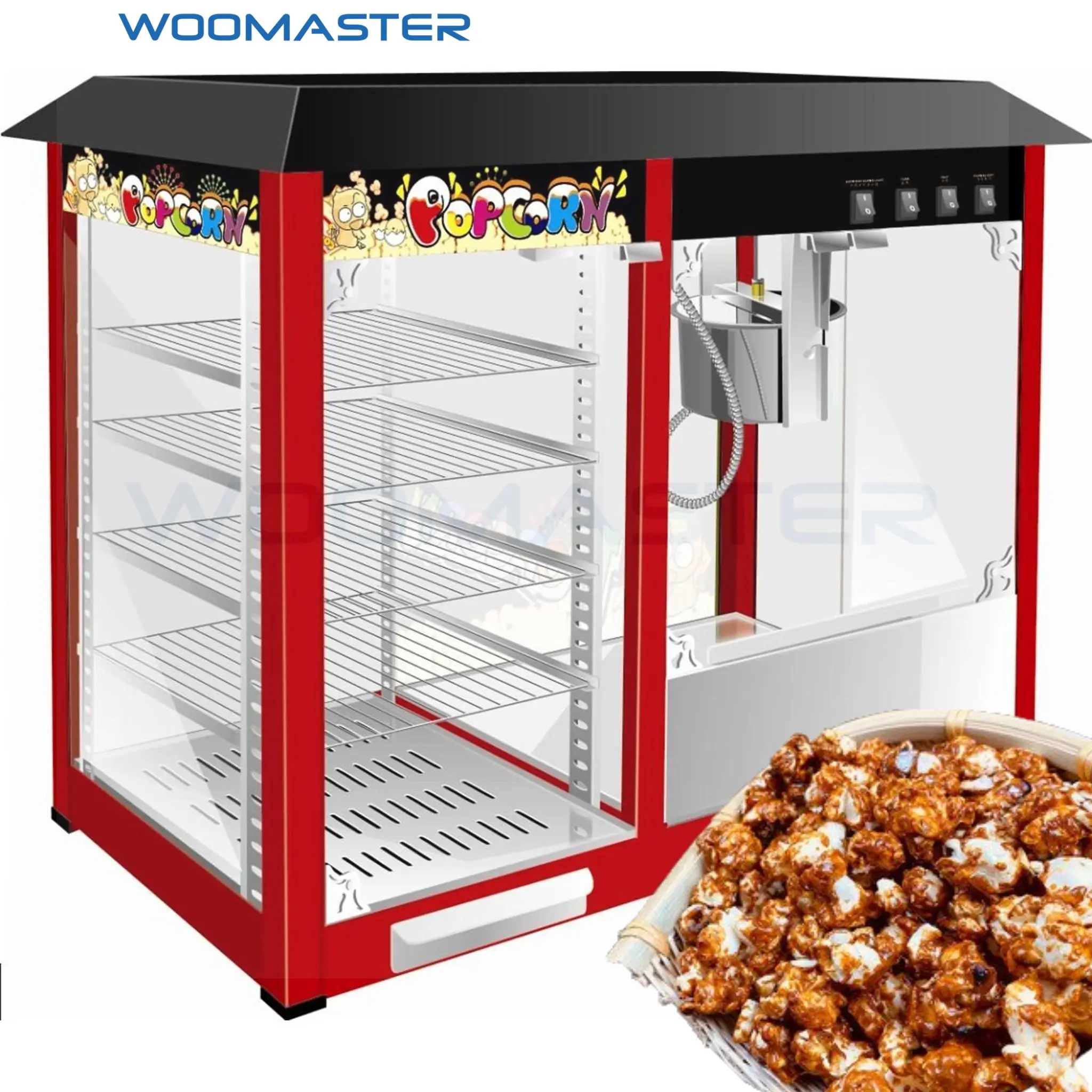 2023 Popular Electric Equipment Commercial Popcorn Machine with Food Warmer, Pop corn Maker for sale
