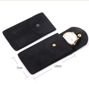 Pochette d'emballage pour bijoux en velours et cuir PU personnalisée avec logo, pochette en microfibre suédée pour la présentation de montres et de bijoux - Product Image 5