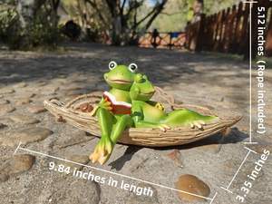 庭の屋外の読書のためのぶら下げスイングカエルの彫像スイングカエルの彫像樹脂カップルカエル - Product Image 5