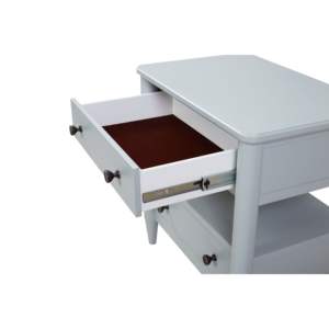 Mesita de noche de madera maciza abierta DB estilo de lujo europeo antiguo 2 cajones para apartamento dormitorio acabado océano también para uso hospitalario - Product Image 4