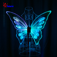 Ailes de Papillon Lumineuses en Fibre Optique, Accessoire de Costume pour Femme, Idéal pour Fêtes, Spectacles, Raves et Festivals