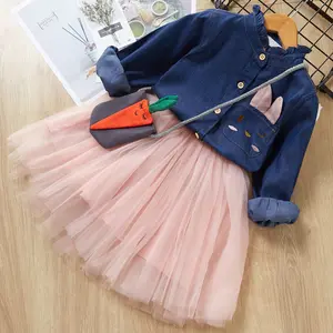 Neue Stil 3 Stück kinder Mode Anzug Mädchen Cartoon Bestickt Denim Hemd Anzug Kleine Mädchen Sommer Kleidung