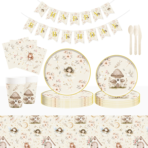 DAMAI - Decoraciones Personalizadas para Mesa de Fiesta, Platos, Vasos y Servilletas Desechables de Papel con Diseño de Hadas y Hongos - Product Image 1