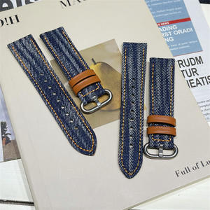 Bracelet de <span class=keywords><strong>montre</strong></span> personnalisé en usine Lionorm pour Huawei/Xiaomi/Samsung Bracelet de <span class=keywords><strong>montre</strong></span> actif 20mm Bracelet de <span class=keywords><strong>montre</strong></span> en <span class=keywords><strong>tissu</strong></span> Denim lavé teint par cravate - Product Image 2