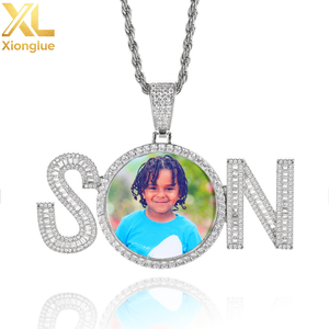 18K Gold Plated Custom SON Medallion Pendant Necklace Hip Hop Jewelry Personalized Memory <b>Frame</b> Pendant Gift for Women - Product Image 2