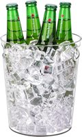 Seau à glace Refroidisseur de vin en plastique pour Champagne Boisson Soda Bière Refroidisseur de bouteille de vin Bac à glace Seau transparent multi-usage avec poignées
