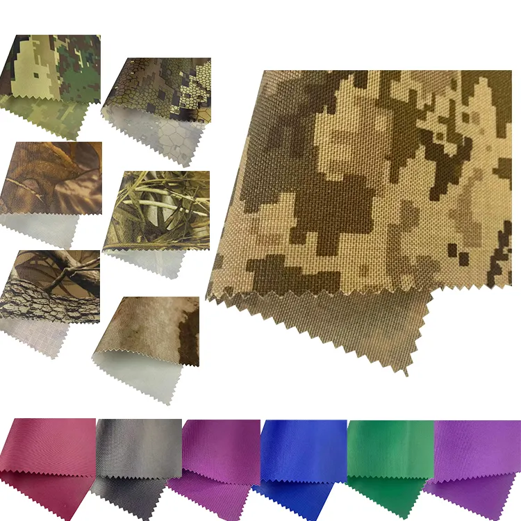 100 impression 100% Polyester tissu impression 600d Polyester personnalisé Oxford tissu imprime Camo Ripstop Camouflage tissu