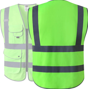 Gilet di sicurezza ad alta visibilità personalizzato con materiale in poliestere con tasca a righe riflettenti per le guardie di sicurezza funzionano con Logo personalizzato - Product Image 4