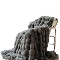 Jeté de luxe en fausse fourrure de lapin, super confortable, anti-acariens, pour l'hiver, uni, teint, épais, en polyester, pour canapé, lit, bureau