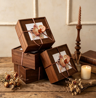 Boîte de rangement en bois massif gravée au laser pour cadeaux et souvenirs, design vintage
