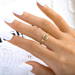 Anillos de letras del abecedario a-<span class=keywords><strong>z</strong></span>, anillo de oro Irregular ancho grueso, anillo ajustable con inicial, Unisex, novedad de 2021 - Product Image 6