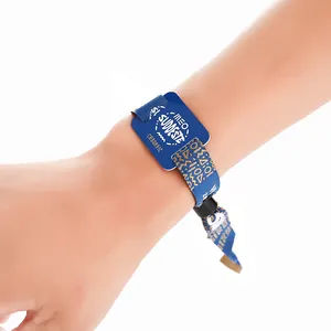 Individueller Themenpark gewebtes Polyester verstellbare Befestigung gewebtes Armband Identifikation RFID-Tag Armband für Festival VIP-Party