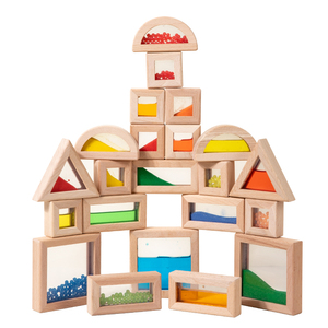 Montessori Educational Sensory Blocks Wooden Building Blocks Sand Beads Liquid 20-Piece Educational Toy for Toddlers Early - Product Image 1