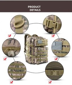Sac à dos tactique camouflage multifonction grande capacité ODM, unisexe, imperméable, sac de survie, sac de chasse, mochila, sac en polyester - Product Image 6