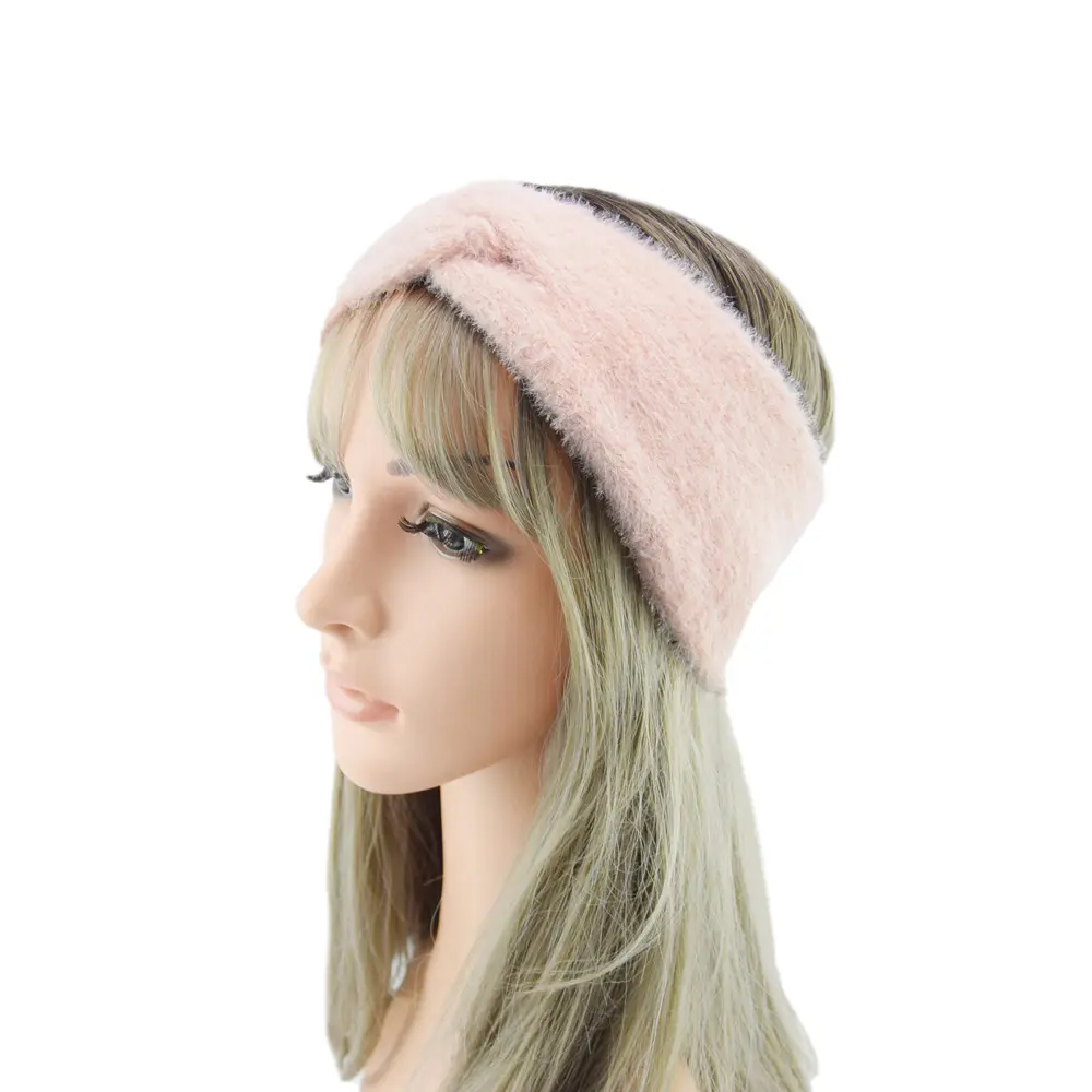 HA0110 Women Headband Turban Girl Knot Hairband Knitted Hair Belt Hair Accessories Twisted Sable Fur Elastic Hair Band Head wrap