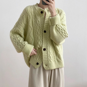 Hot Sale <strong>Ladies</strong> Twisted <strong>Cardigan</strong> Winter Thick Loose Knitted Jacket Coat Girls Buttons Open Front <strong>Crochet</strong> Sweater Short <strong>Cardigans</strong> - Product Image 3