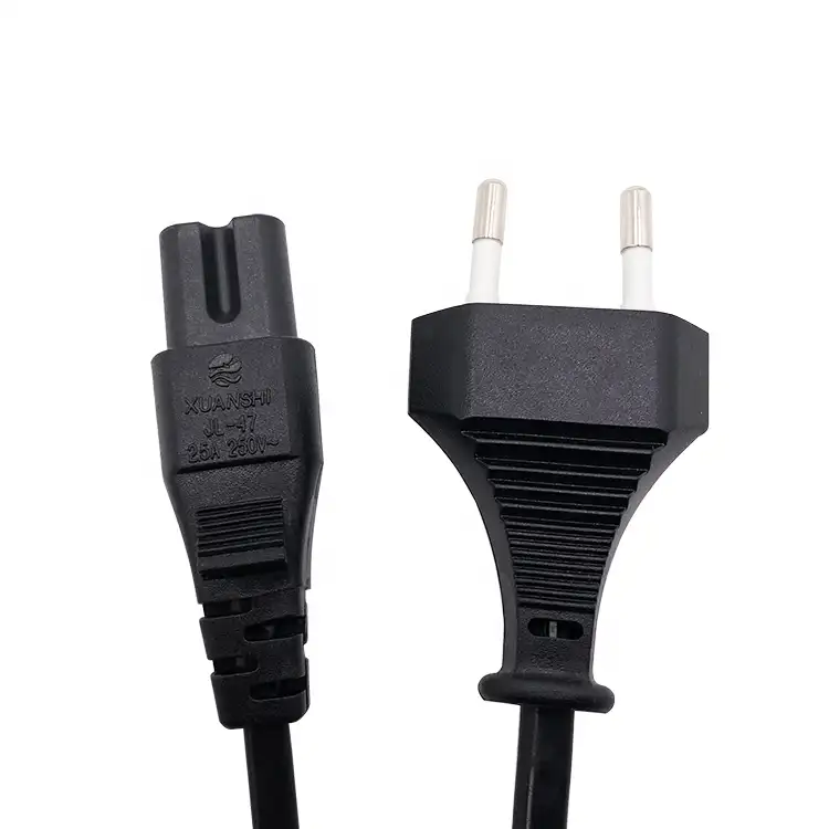European vde standard 2 pin swivel flat iron power cord for hair dryer