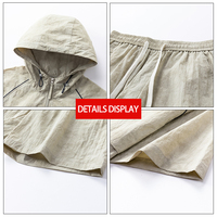 Shorts de sport amples pour hommes, 80 GSM, teints, à capuche, demi-zip, 2 pièces, séchage rapide, taille élastique, été, avec logo personnalisé par transfert thermique