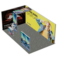 Stand d'exposition modulaire 10x20 pieds avec boîte à lumière intégrée, système d'affichage LED lumineux en alliage d'aluminium, double comptoir d'accueil pour salons professionnels