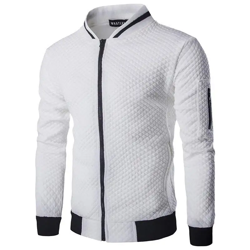 Cardigan matelassé en Polyester pour homme, personnalisé, de haute qualité, avec fermeture éclair, à manches longues, manteau rempli, blanc, veste chaude d'hiver