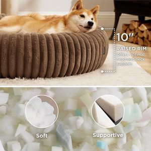 Cute Solid Eco-friendly Donut Dog <b>Cat</b> Pet Bed Warm Winter Nest Anti-Anxiety <b>Plush</b> Sleeping Cushion Multi-size - Product Image 3