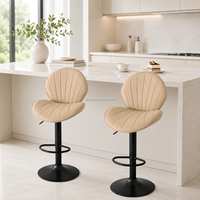 Tabourets de bar confortables et réglables en cuir PU avec base en fer noir pour îlot de cuisine et comptoirs de salle à manger