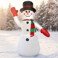 TSINYE Pupazzo di Neve Gonfiabile con LED Interni, Cappello a Cilindro e Sciarpa a Righe, Auto-Gonfiabile, Facile da Montare, Decorazione Invernale Natalizia per Giardino e Prato