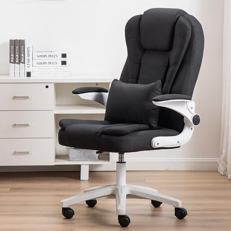Swivel Back Support Mesh Soft boss Meeting Black Leather Office Chair with Lumbar Pillow