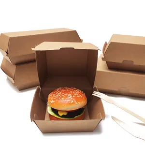 Tek kullanımlık özel baskılı hızlı paket gıda sınıfı Hot Dog kızarmış tavuk Hamburger ambalaj Burger kutusu