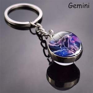 <span class=keywords><strong>Zodiac</strong></span> 12 Gemini porte-clés en verre porte-clés lunettes <span class=keywords><strong>Zodiac</strong></span> 12 Constellation Glow In The Dark Creative Galaxy porte-clés - Product Image 2