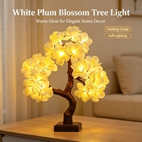 Lampe de table décorative Narcisse Blanc, alimentation par piles et USB, base amovible, idéale pour la décoration de chevet et d'intérieur.