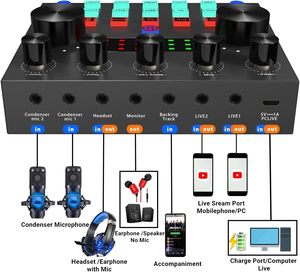 Sound Card Set Sound Card Microfone Pod Cast Mic Karaoke Kit Usb Live Recording Studio Condenser <b>Microphone</b> - Product Image 6