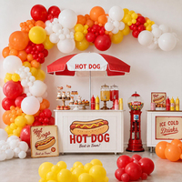 Kit d'arche de guirlande de ballons rouges, oranges, jaunes et blancs, thème carnaval, hot-dogs, pique-nique, pour décoration de fête d'anniversaire en plein air, barbecue d'été