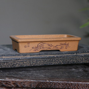Pot à Bonsaï en Céramique Rectangulaire Peu Profond, Jardinière de Bureau en Argile Violette Petite Taille - Product Image 2
