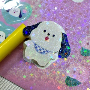 Feuilles d'autocollants en vinyle holographique imperméable imprimées sur mesure, PVC auto-adhésif, découpe à la demande, facile à décoller, paillettes - Product Image 3