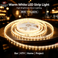 Bande LED flexible haute luminosité DC24V 176 LED/m SMD2835, température de couleur 3000K-6000K, éclairage paysager à corps en cuivre.