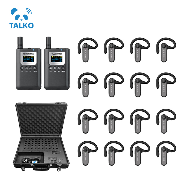 Mini Handheld Digital Wireless Walkie-Talkie System Voice Guide Ear Hook Receiver Synchronous Translation Device Long Range