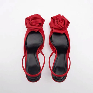 Zapatos De Tacon Para Mujer sandali alla moda fiore rosso <span class=keywords><strong>tacchi</strong></span> alla moda <span class=keywords><strong>con</strong></span> fiocco - Product Image 4