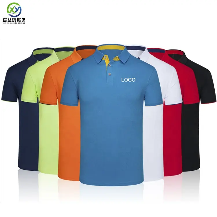 Desain Khusus Kemeja Polo Merek Anda Sendiri Kaos Polo Golf Pria Fit Kering Poliester Lengan Pendek