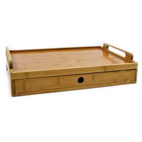 Plateau de service alimentaire rectangulaire en bambou écologique de haute qualité avec tiroir coulissant Accessoires de décoration de cuisine pour table basse