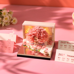 <span class=keywords><strong>Bloc</strong></span>-notes 3D Magic Tree Island, sculpture artistique en forme de fleur de mer, cube de papier, lumière LED, décoration de bureau esthétique, <span class=keywords><strong>bloc</strong></span>-notes calendrier 2027 - Product Image 3