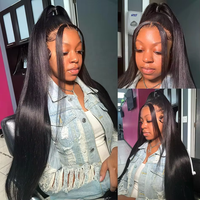 Perruques HD Lace en Cheveux Humains, Densité 250, Perruques Longues de 30 Pouces en Cheveux Humains, Perruques Lace Front Lisses, Perruque Sans Colle en Cheveux Humains Bruts Brésiliens