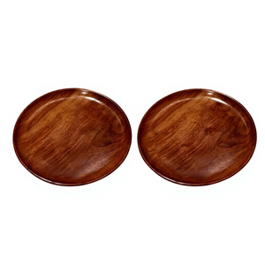 Platos de Madera de Acacia Clásicos Ecológicos, Bandeja de Servir Ligera Pintada a Mano, Plato para Comida Fácil de Limpiar, Bandeja para Sándwiches - Product Image 1