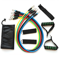 Lot de 11 bandes de résistance élastiques pour fitness, tube de musculation pour la maison, le yoga, le Pilates et les exercices abdominaux