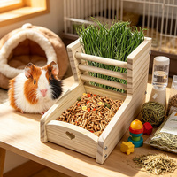 Station d'alimentation en bois pour animaux de compagnie, support à foin, plateau à nourriture, porte-bouteille d'eau, mangeoire pour animaux, cochon d'Inde, lapin, vente en gros directe d'usine