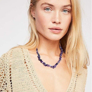 NN1186 <strong>Rainbow</strong> Multi Colored Colorful Healing Natural Real Stone Chips Beads Beaded Choker Necklace for Women - Product Image 4