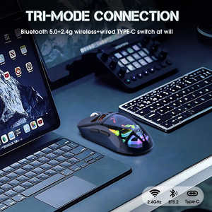 เมาส์ไร้สาย OEM ODM ONIKUMA CW930 เมาส์สามโหมด Inalambrico เมาส์พีซีแ<span class=keywords><strong>บ</strong></span><span class=keywords><strong>บ</strong></span>โปร่งใส ไฟ RGB ปรับได้ 5 ระดั<span class=keywords><strong>บ</strong></span> DPI เมาส์เกมมิ่ง - Product Image 4